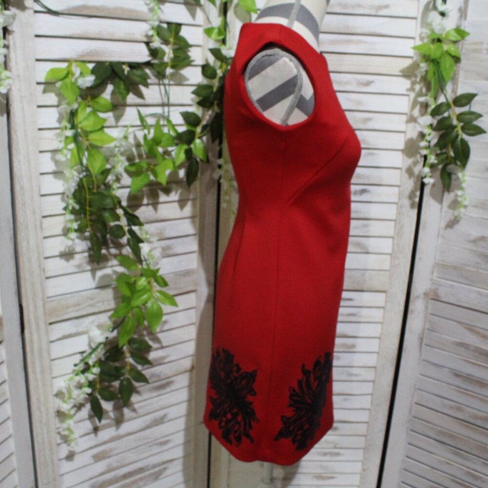 Calvin Klein sleeveless sheath dress with flowers velvet applique flowers (174) - Picture 5 of 16